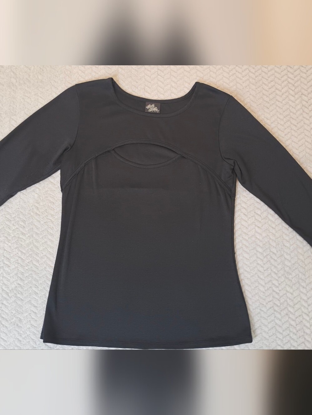 Rock Steady Black Peekaboo Cutout Top Pinup Rockabilly 3/4 Sleeve Retro